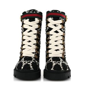 Gucci Black and White Lace Up Boots